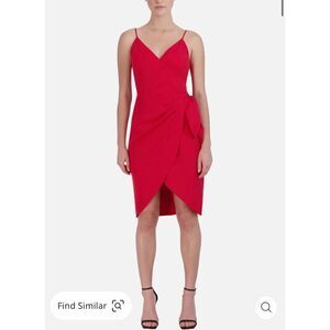 BCBGeneration Red Womens Sleeveless Mini Wrap Dress Size 14